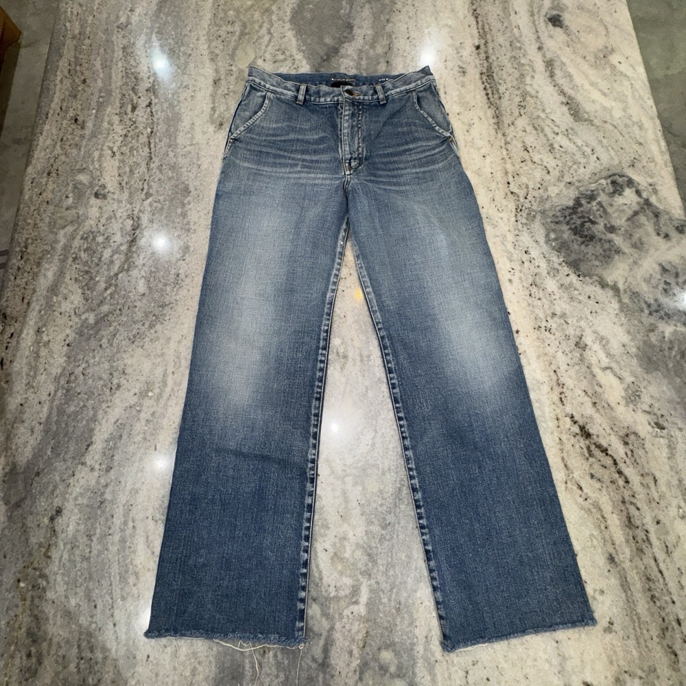 Saint Laurent Jeans Luxury Cropped Raw Hem Straight Pants 30x29  READ Gold Chain